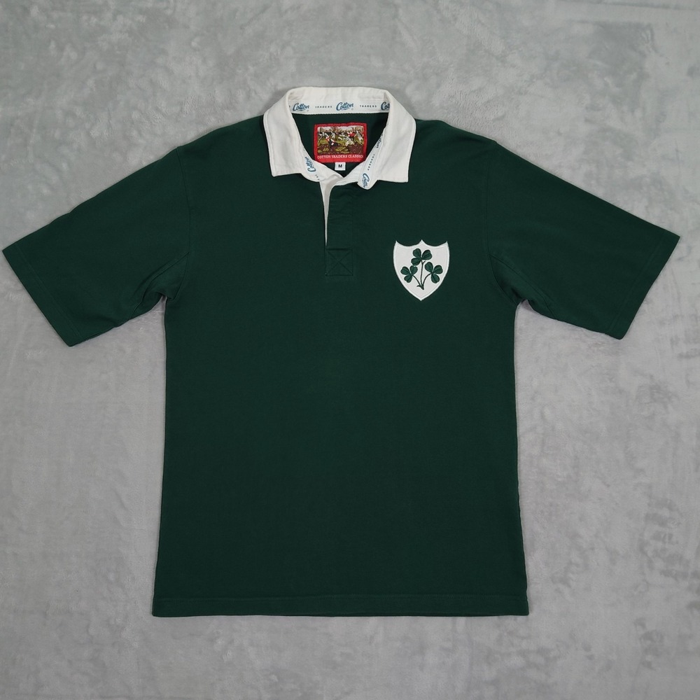 Ireland Rugby Union Shirt Jersey Cotton Traders Classics Mens M S/S Green 90s